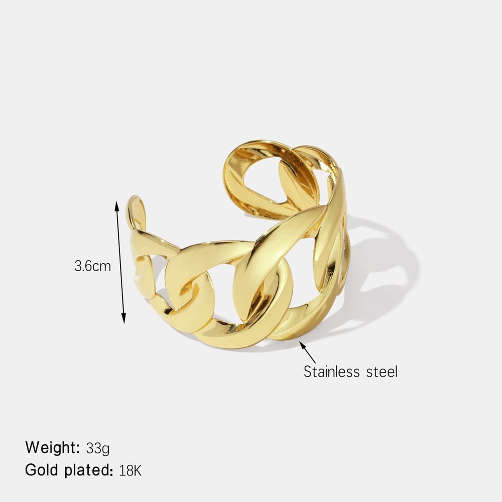 Circle Stainless Steel Gold Color Cuff Bracelet