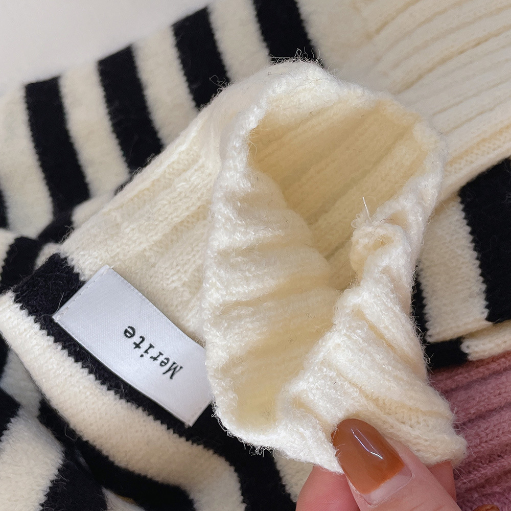 1 Stück süßer gestreifter gestrickter Winterschal Bild5