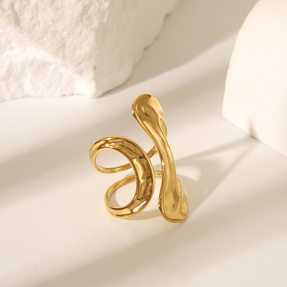 1 Piece Stainless Steel Gold Color Adjustable Rings Picture4