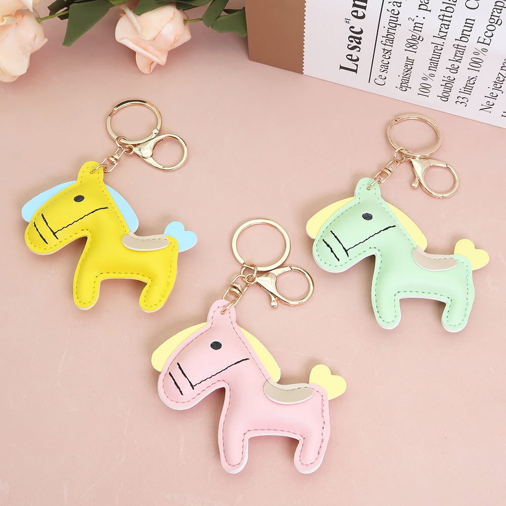 1 Piece Cute Horse PU Keychain Picture2