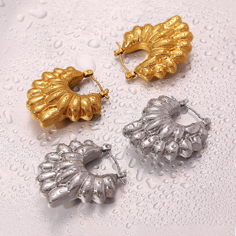 Stainless Steel Gold Color Hoop Earrings Picture2