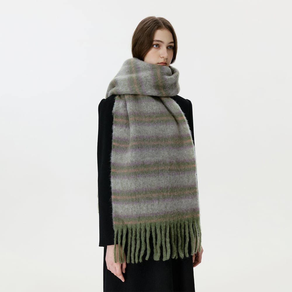 1 Stück Retro-Streifen-Winterschal aus Viskose und Wolle Bild3