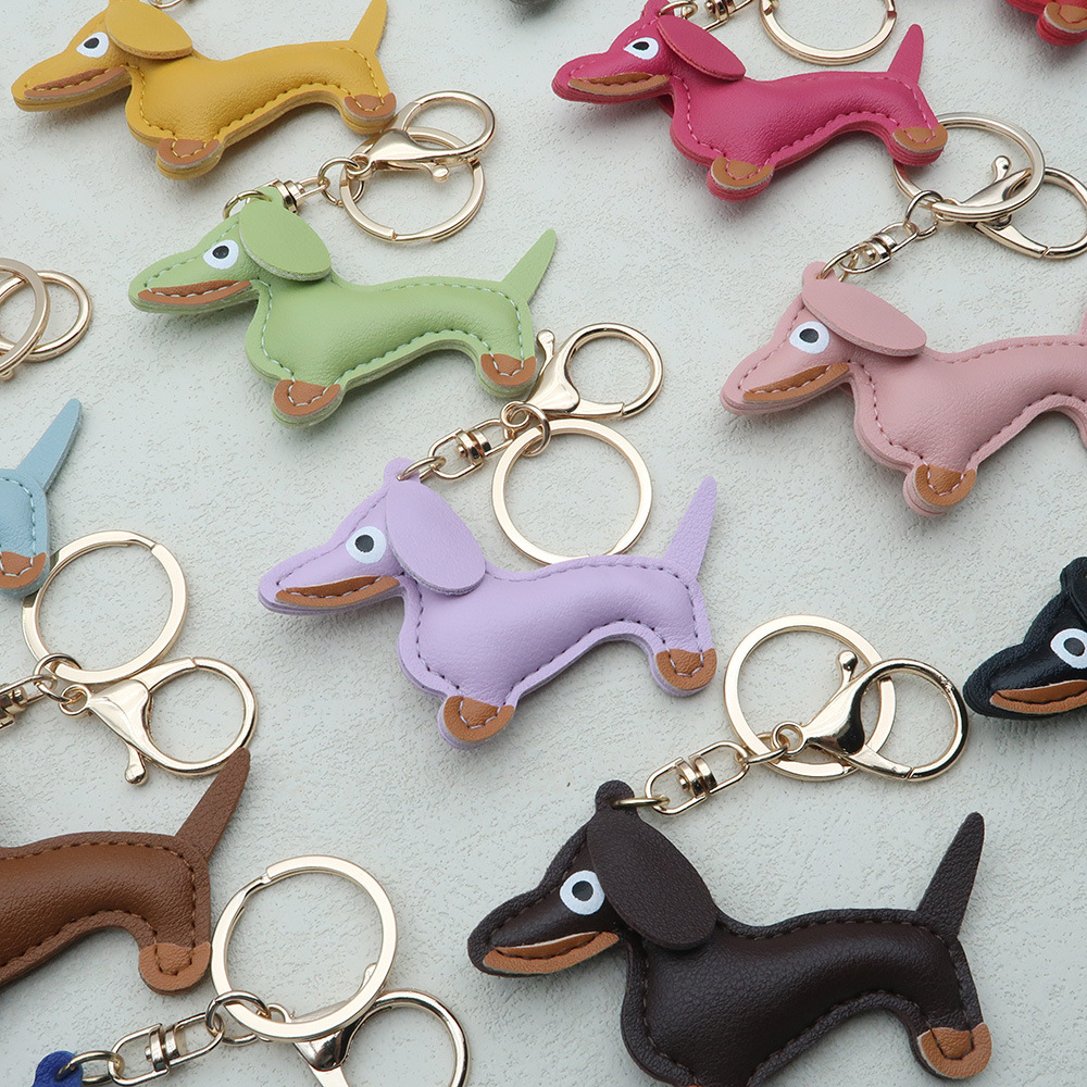 1 Piece Cute Dog PU Keychain Picture2