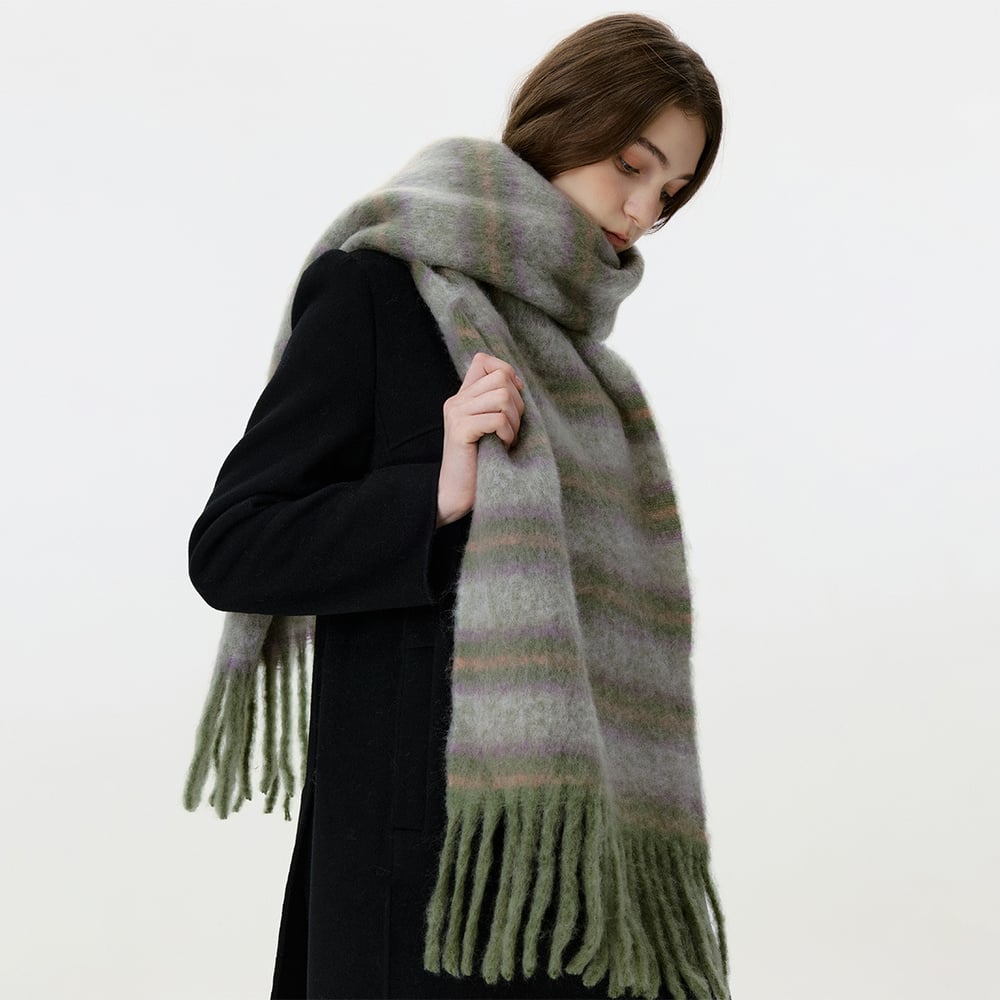 1 Stück Retro-Streifen-Winterschal aus Viskose und Wolle Bild2