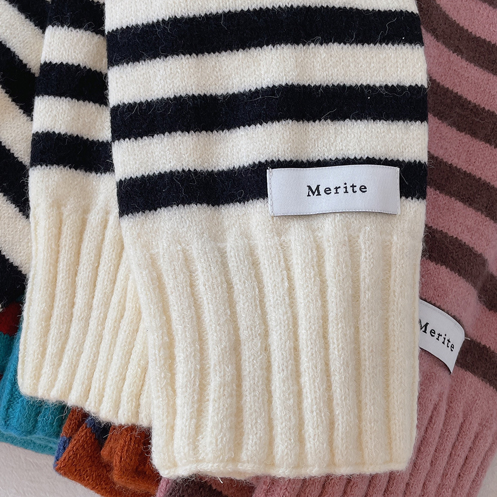 1 Stück süßer gestreifter gestrickter Winterschal Bild4