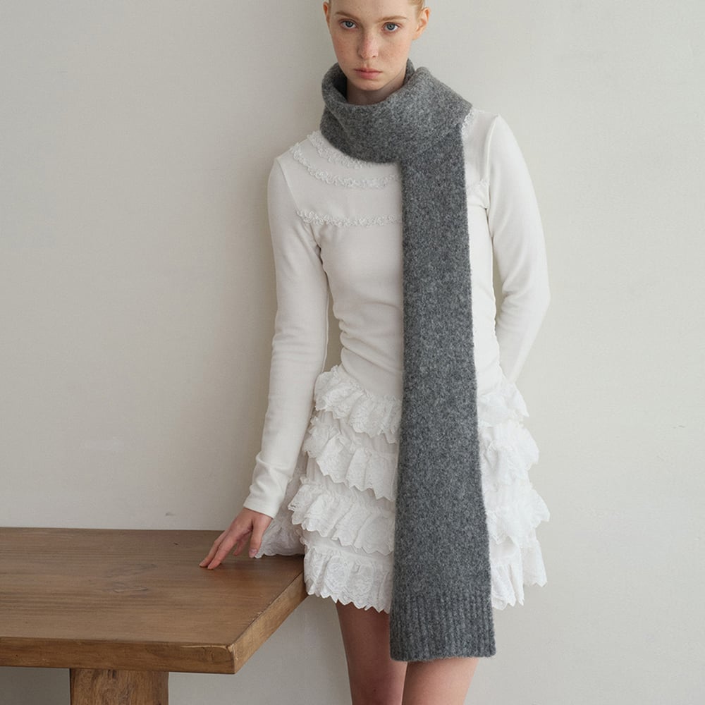 1 Piece Simple Solid Color Wool Blend Winter Scarf Picture5