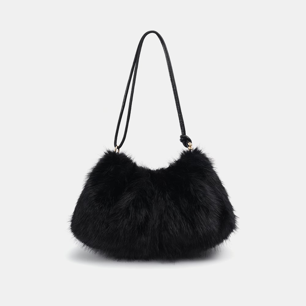 1 Piece Strap Knot Furry Solid Color Women's Shoulder Bags