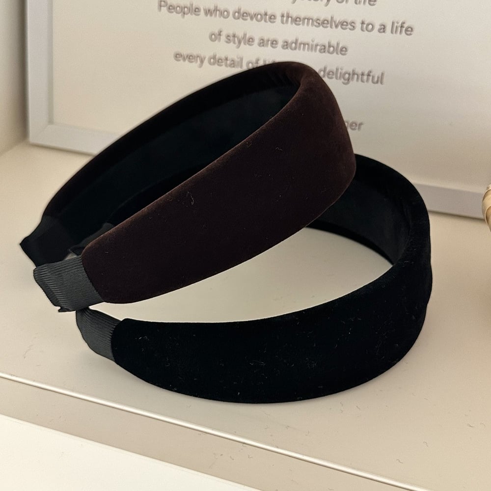 1 bandeau à cheveux en velours à large bord, style simple et tendance pour femme Image3