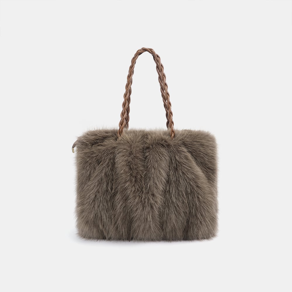 1 Piece Luxurious  Furry Pleat Solid Color  Women's Shoulder Bags Picture2