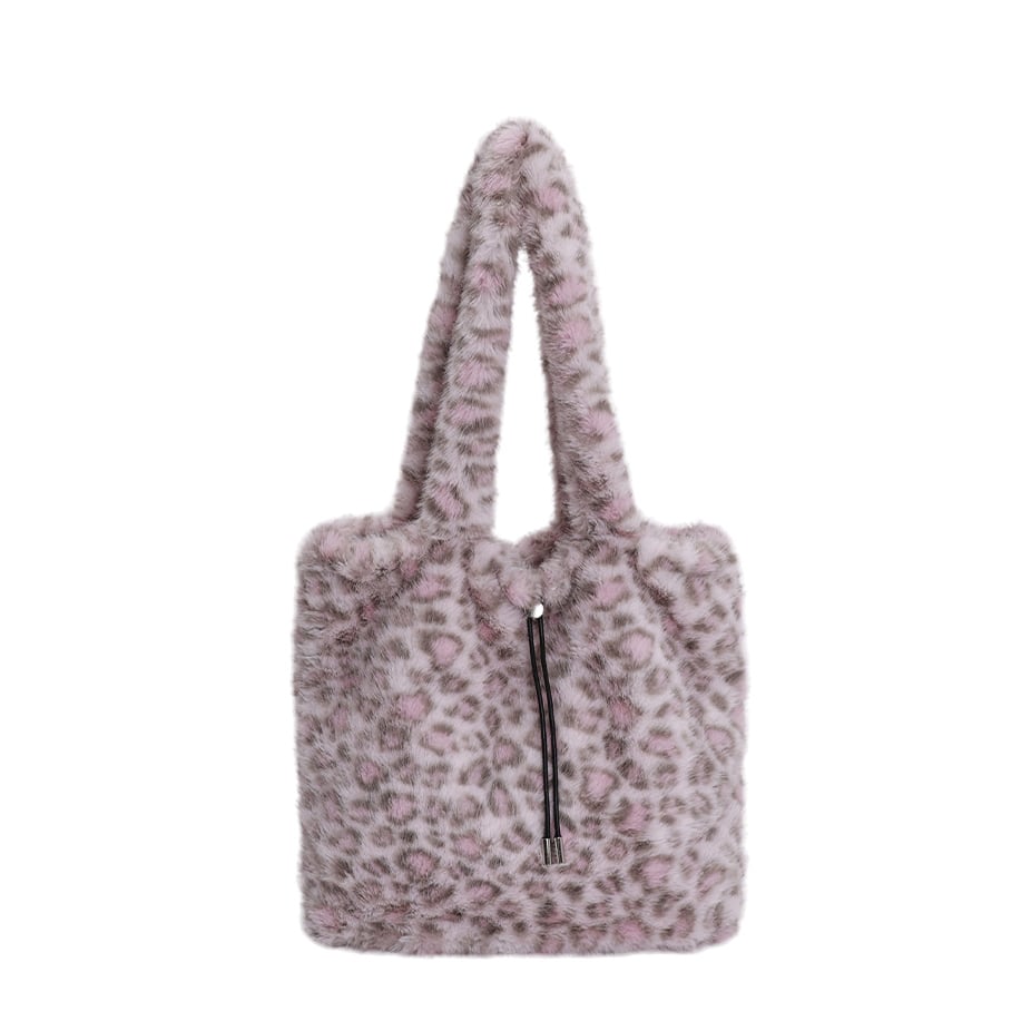 Sac à bandoulière femme grande capacité, imprimé léopard, en fausse fourrure (1 pièce) Image2