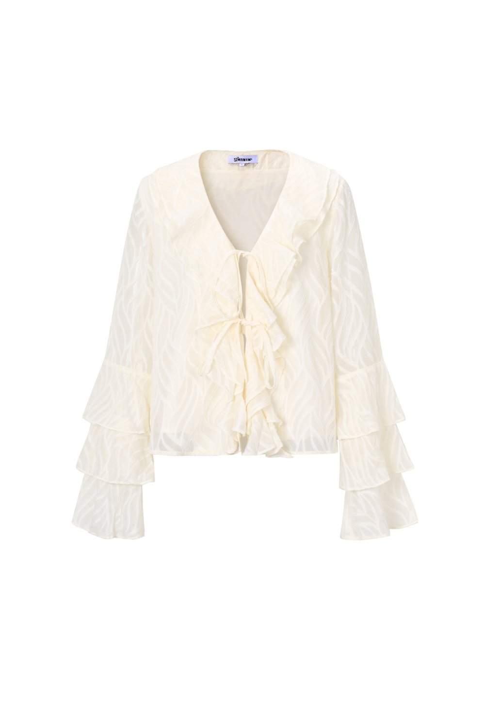 Co-ord Set White Leaves - Long Sleeve Tops