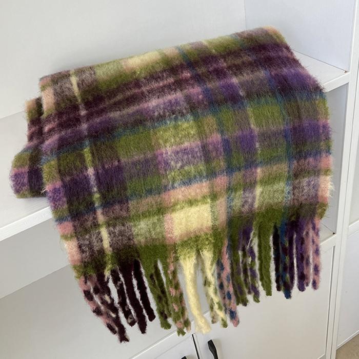 1 Stück klassischer karierter Polyester-Winterschal für Damen