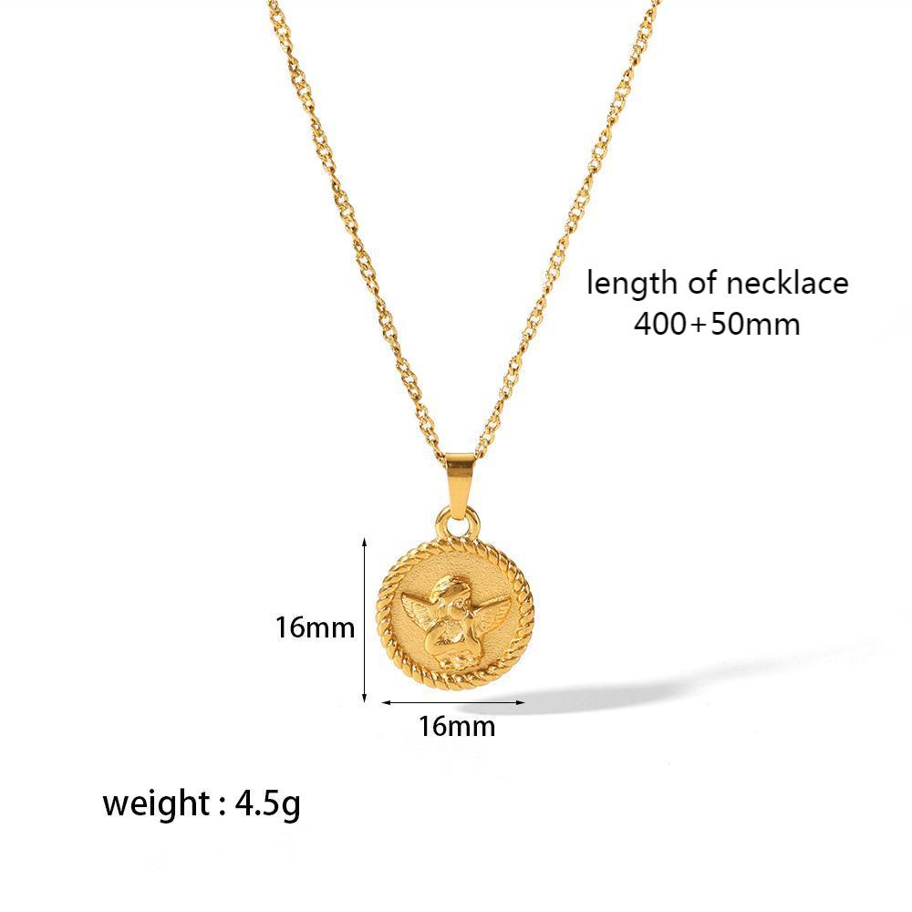1 piece of vintage classic  gold-plated stainless steel love rose geometric round pendant necklace for women's daily wear