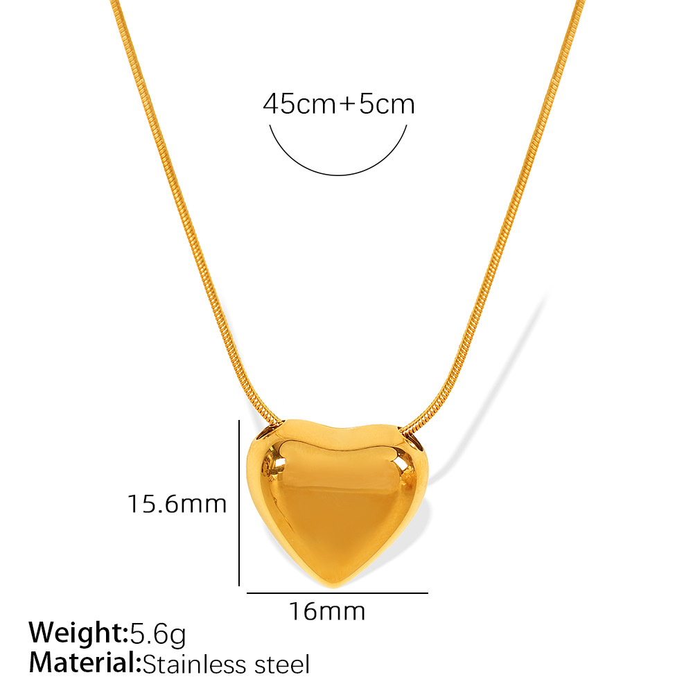 1 piece simple series simple heart stainless steel  gold plated women pendant necklaces