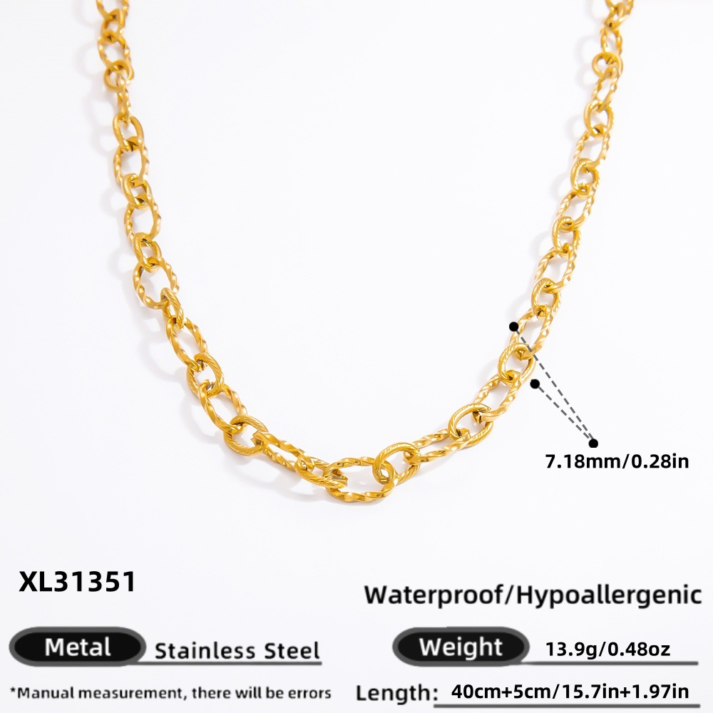 1 Piece Simple Series Daily Stainless Steel Gold Color DIY Women's Chain Necklaces