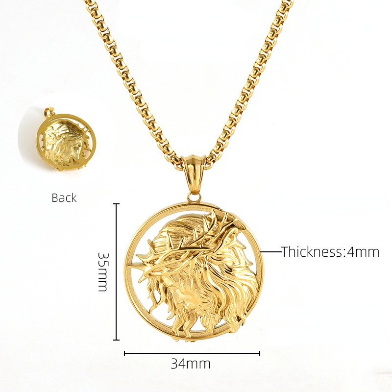 1 Piece Golden Color 3D Relief women's Unisex Necklace 