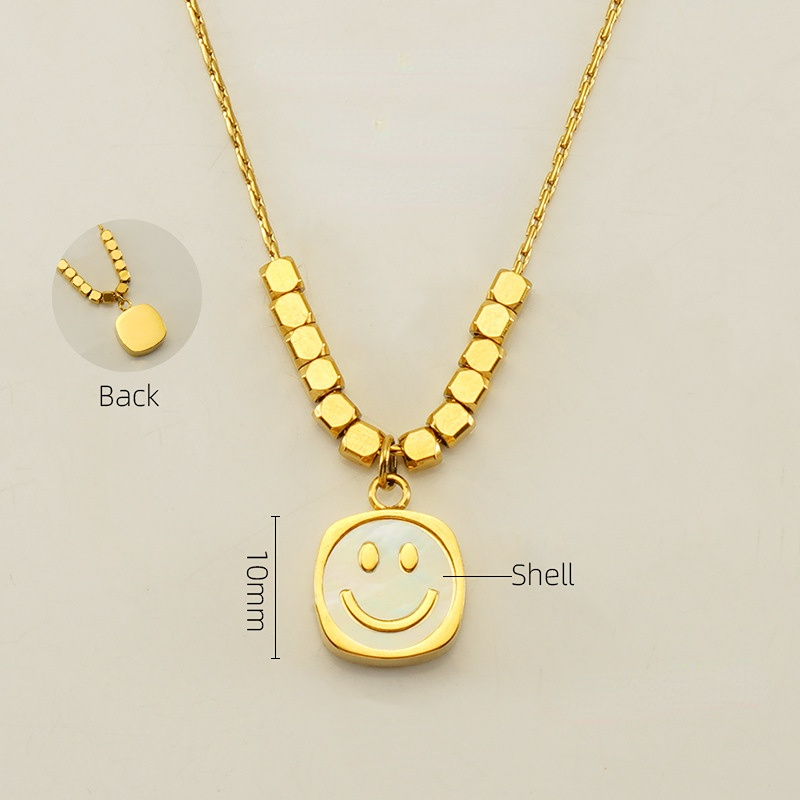 1 Piece Simple Series Classic Daily Smile Round Gold Color Women's Pendant Necklace