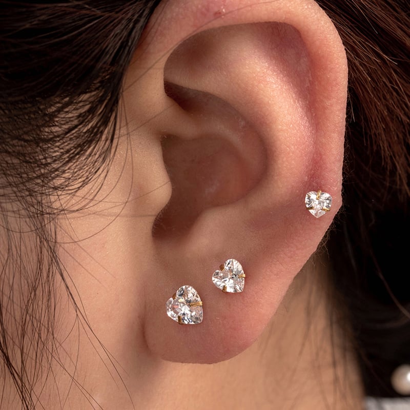 1 Piece Simple Series Simple Heart Titanium Steel No Plating Material Zircon Women Stud Earrings Picture2