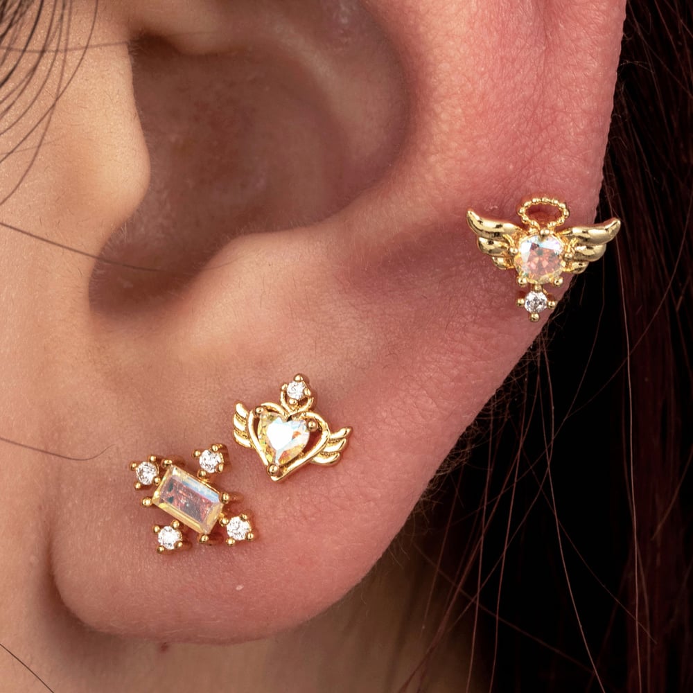 1 Piece Simple Series Simple Heart Titanium Steel No Plating Material Zircon Women Stud Earrings Picture2