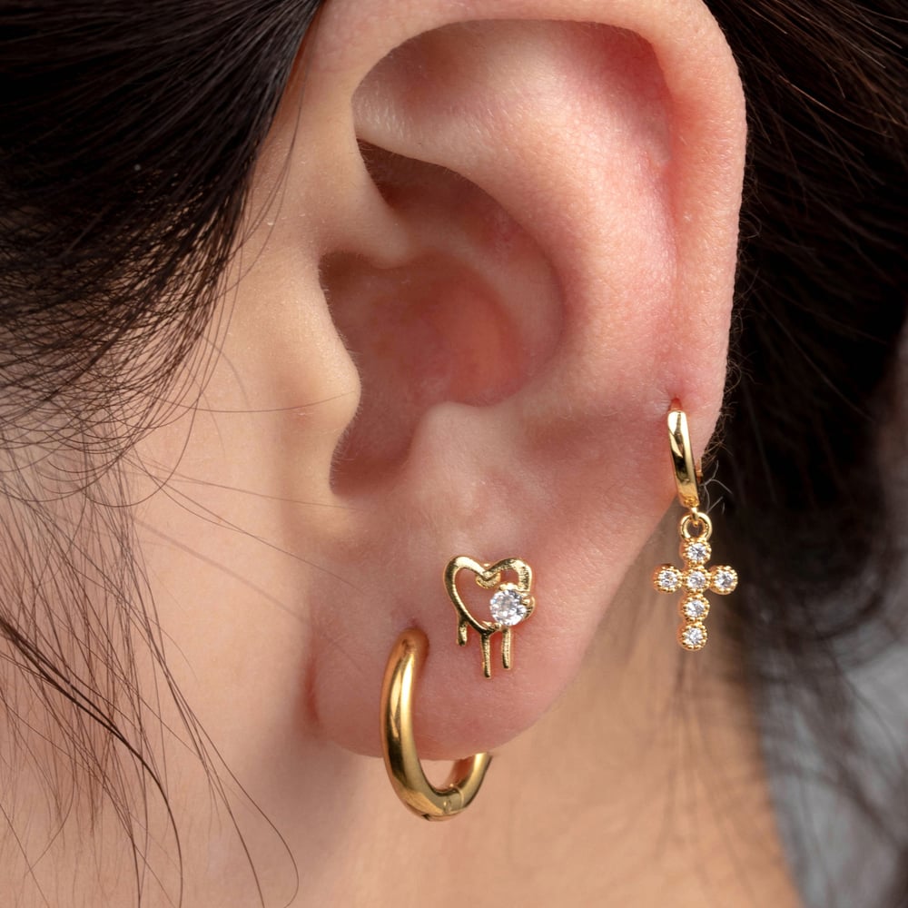 1 Piece Simple Series Simple Heart Copper No Plating Material Zircon Women Stud Earrings Picture2