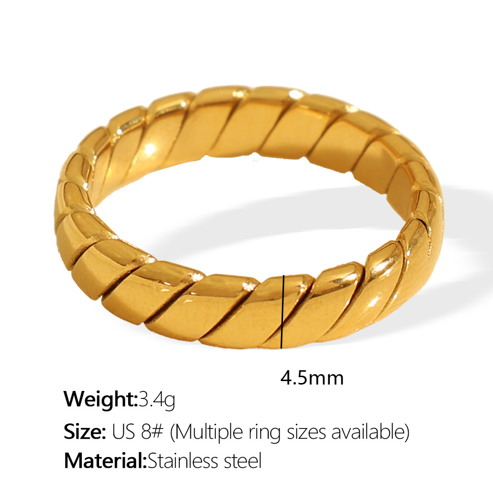 1 pair classic series daily twist titanium steel  gold color plated women's single rings