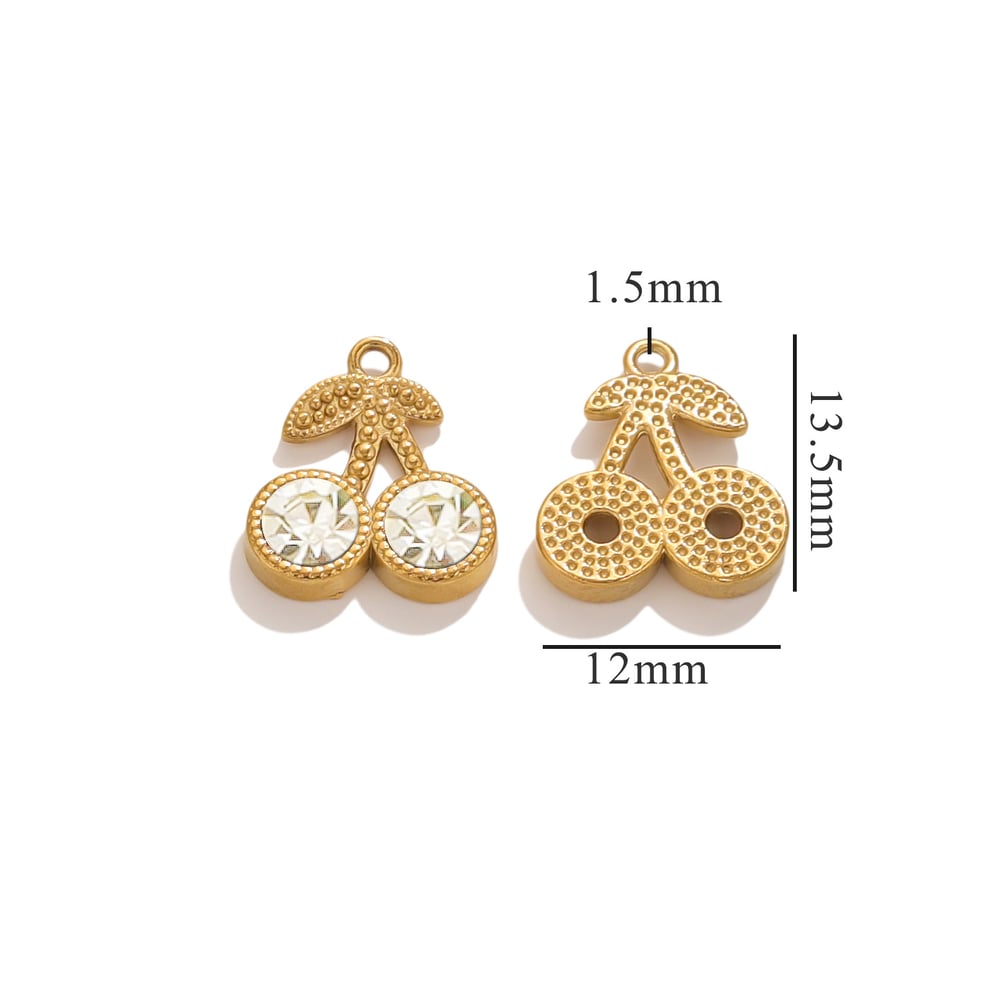 1 Piece Romantic Series Cute Cherry Stainless Steel Gold Color Women's Pendants