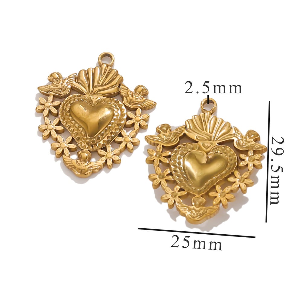 1 Piece Luxury Series Magnificent Heart Stainless Steel Gold Color Women's Pendants