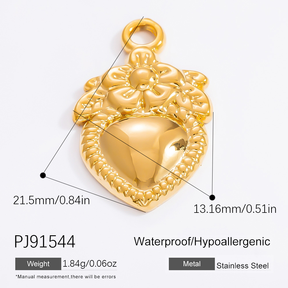 1 Pair Classic Series Colorful Glass Heart Stainless Steel Gold Color DIY Women's Pendants
