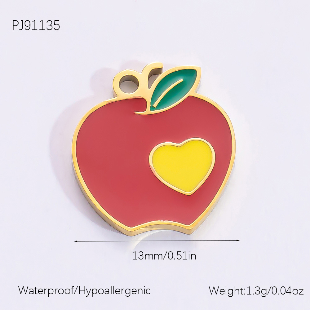 1 Piece Romantic Series Sweet Strawberry Stainless Steel Drop Oil Gold Color DIY Women's Pendants