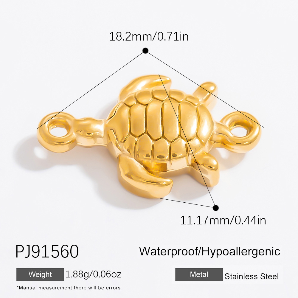 1 Pair Simple Series Daily Turtle Stainless Steel Gold Color DIY Women's Pendants