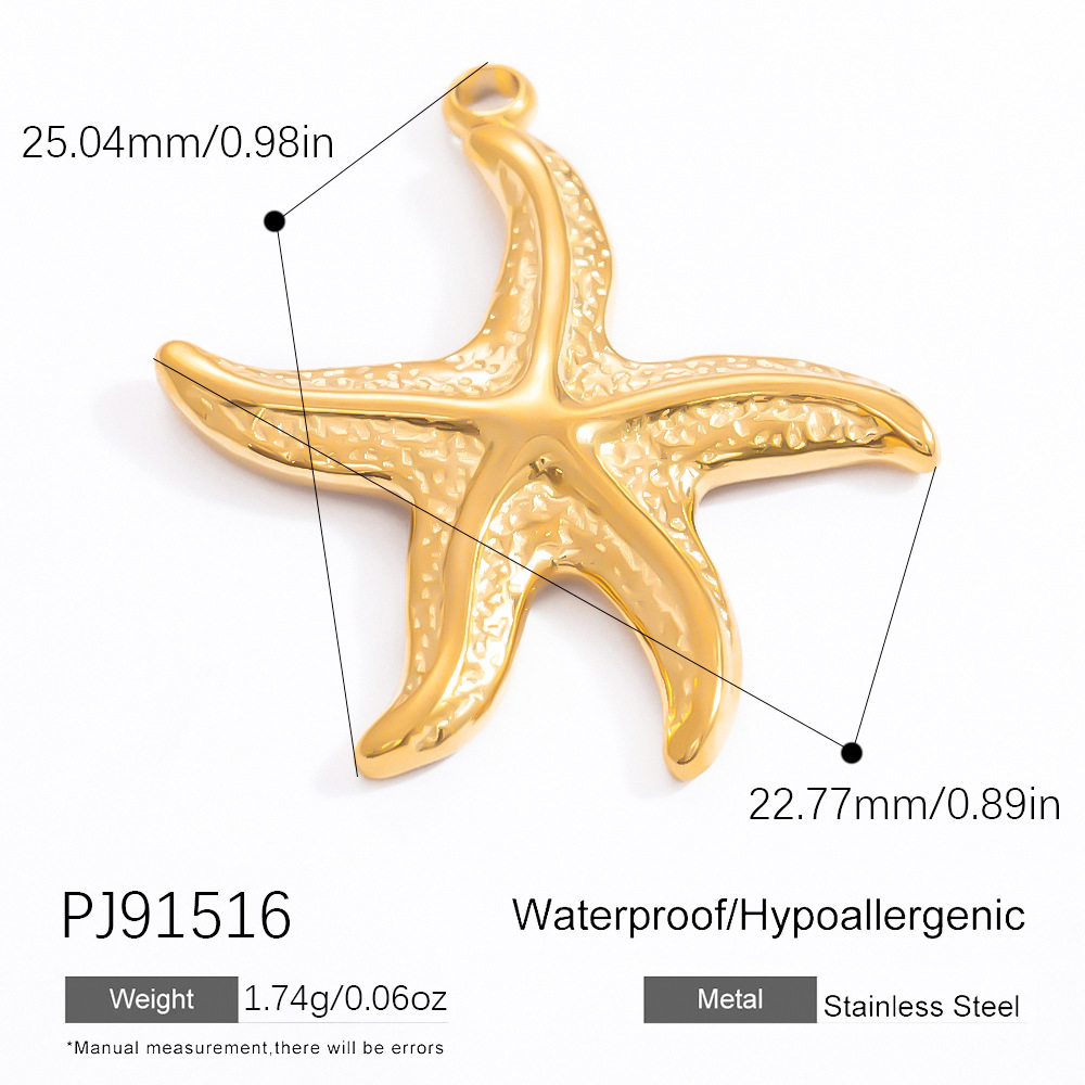 1 Piece Romantic Series Stunning Starfish Stainless Steel Gold Color DIY Women's Pendants 