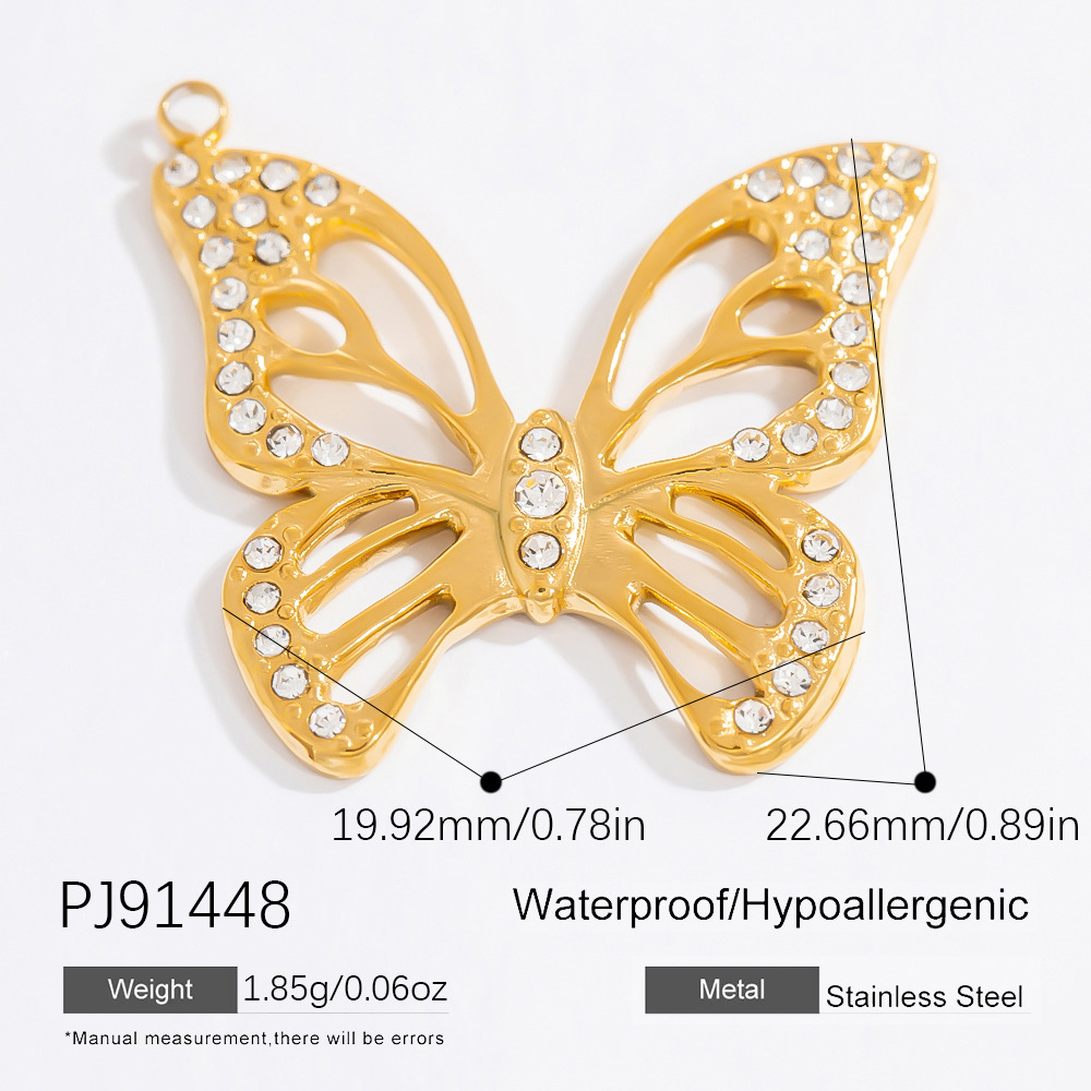 1 Pair Romantic Series Chic Butterfly Stainless Steel Gold Color DIY Women's Pendants