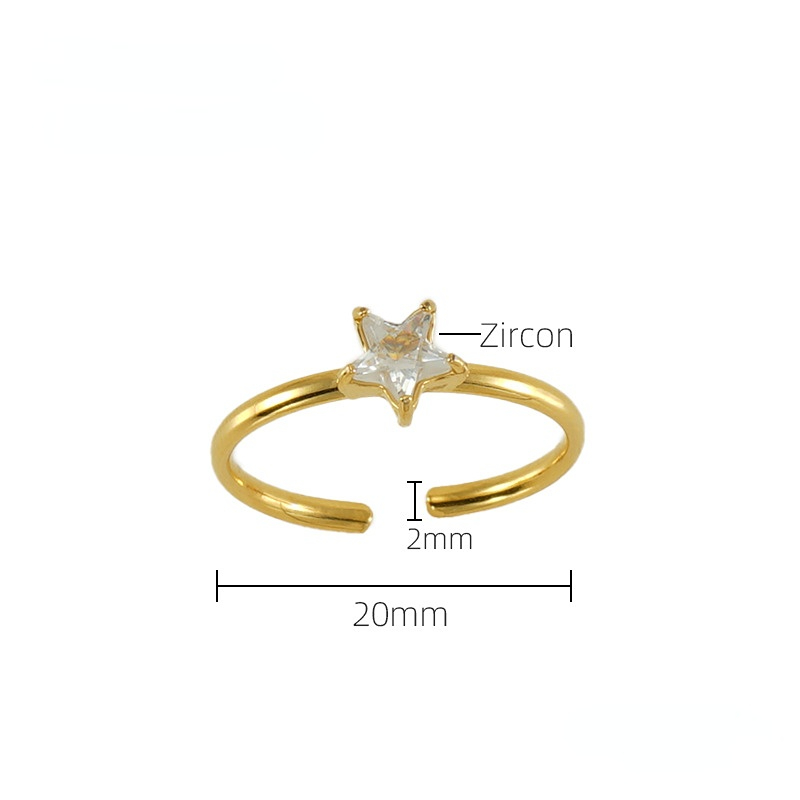 1 par de anillos de acero inoxidable con incrustaciones de circonita transfronterizas para mujer, anillo de acero de titanio ligero y de lujo que combina con todo, anillo ajustable para mujer. 