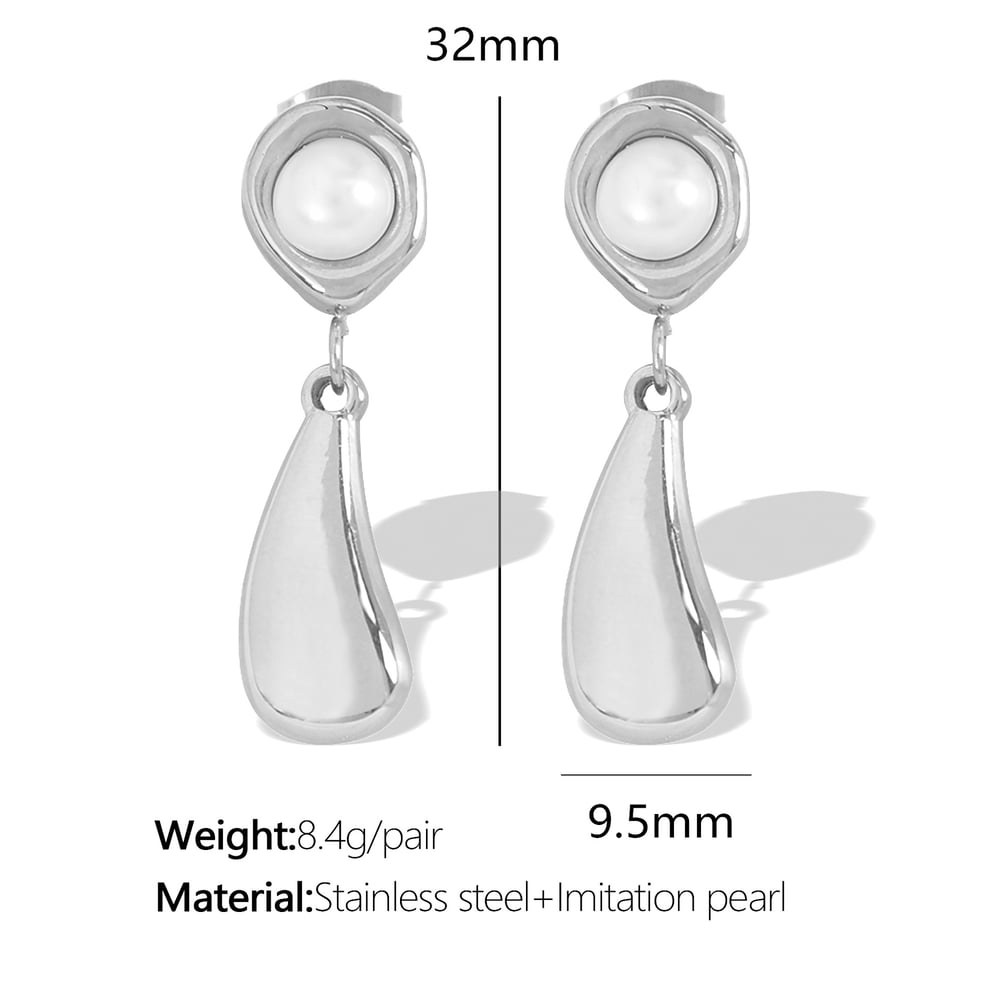 1 Pair Small design simple temperament earrings pearl electroplating  metal water drop earrings earrings female French retro women's pendant earrings 