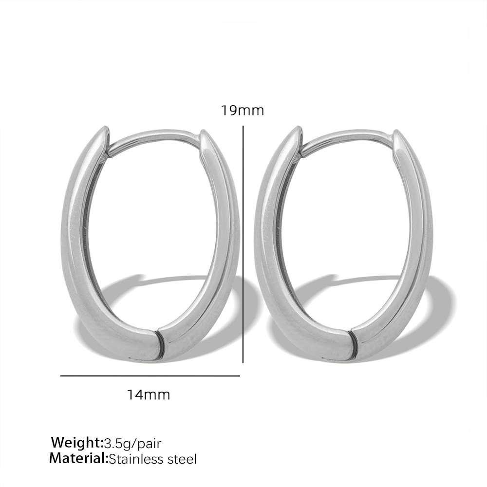 1 pair simple series classic solid color stainless steel  gold plated women hoop earrings