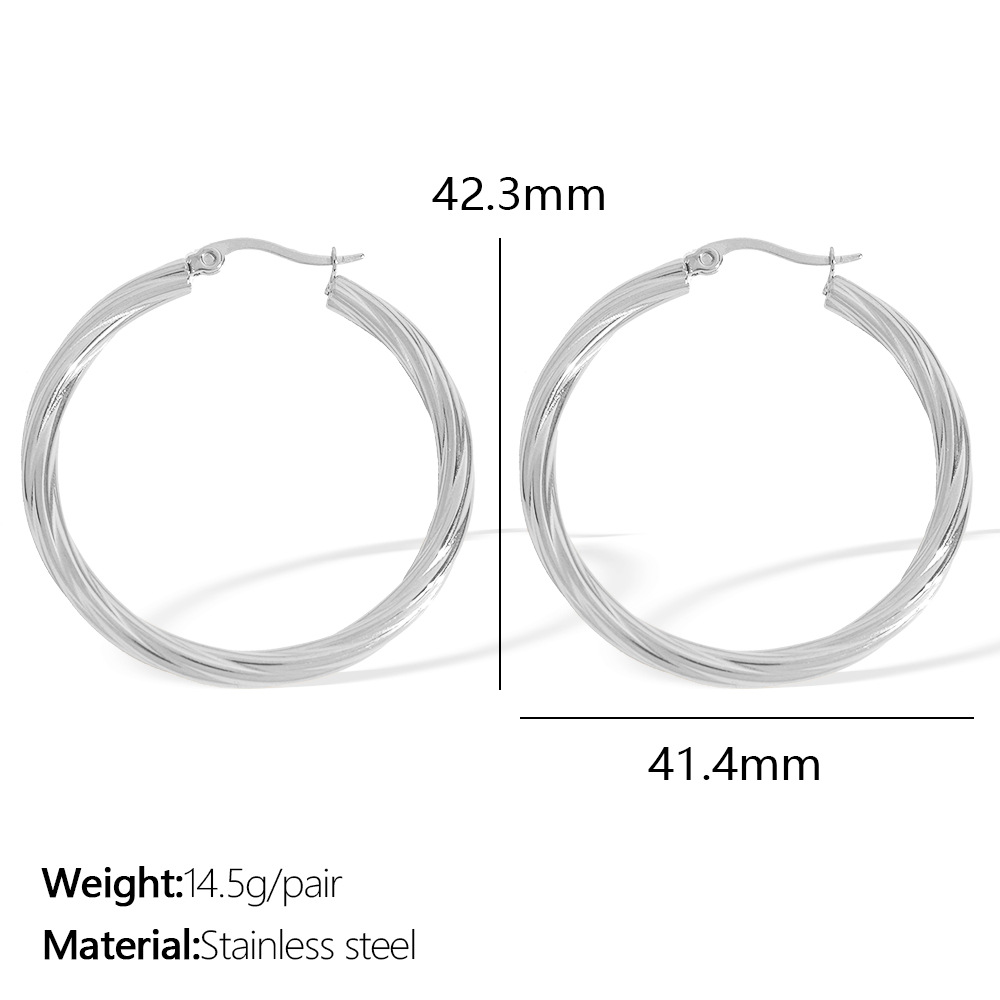 1 pair classic series elegant daily geometric titanium steel  gold color plated women's hoop earrings 