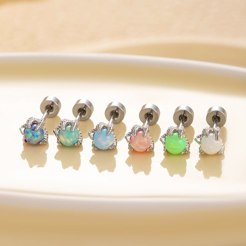 1 Piece Simple Series Classic Geometric Titanium Steel No Plating Material Artificial Gemstone Women Stud Earrings h5Picture2