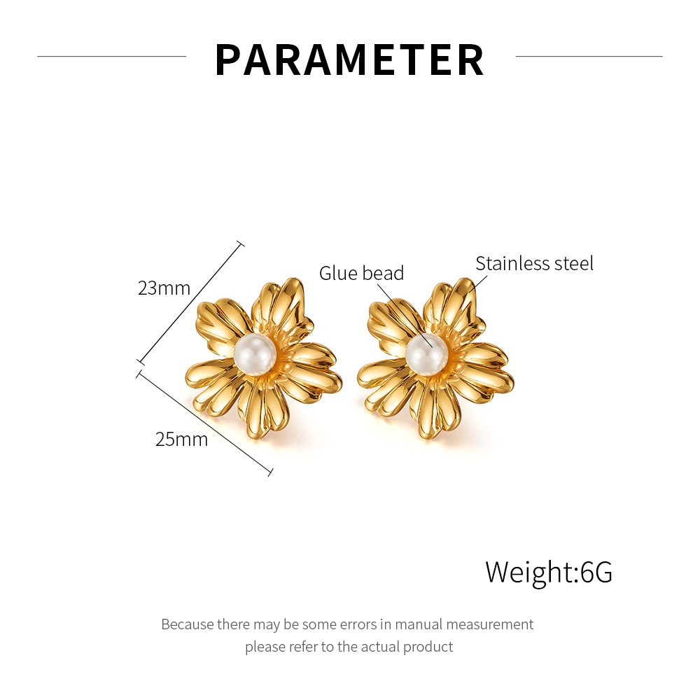 1 Paar Simple Series Daily Plant Edelstahl Goldfarben Damen Ohrstecker Bild2