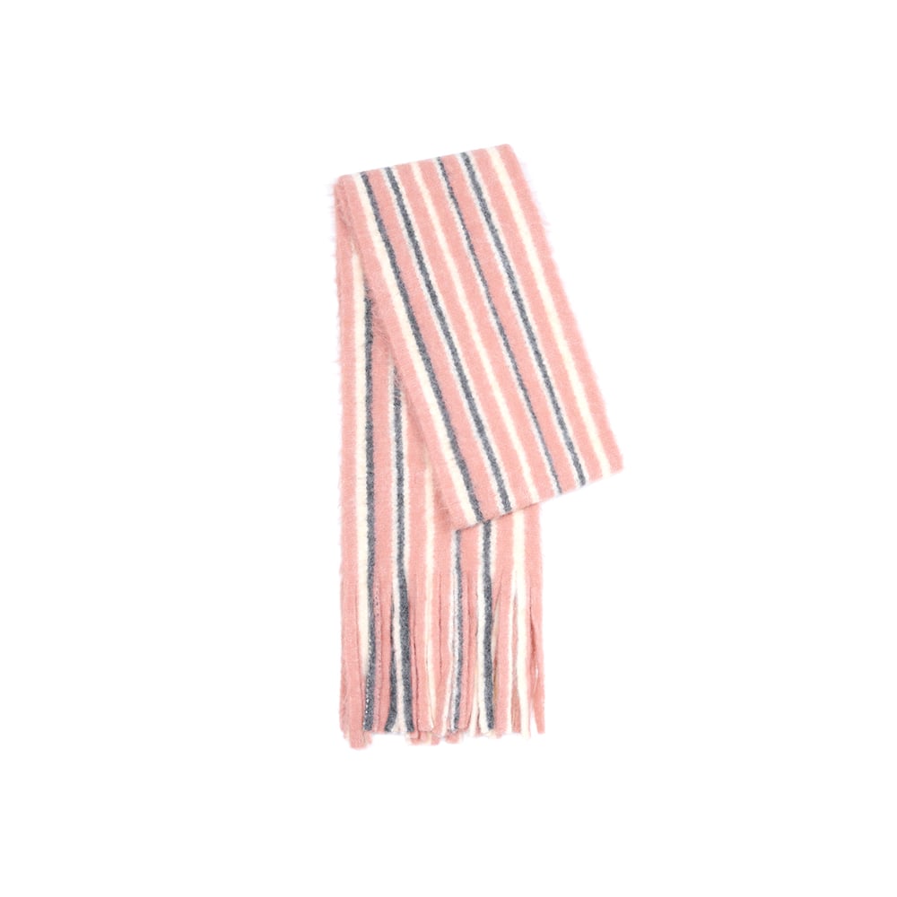 1 Piece Wool & Polyester Tassel Color-blocked Striated Winter Scarf h5Picture6