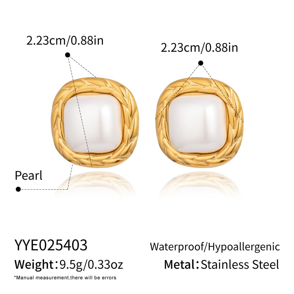 Ensemble de boucles d'oreilles élégantes en acier inoxydable doré et perles