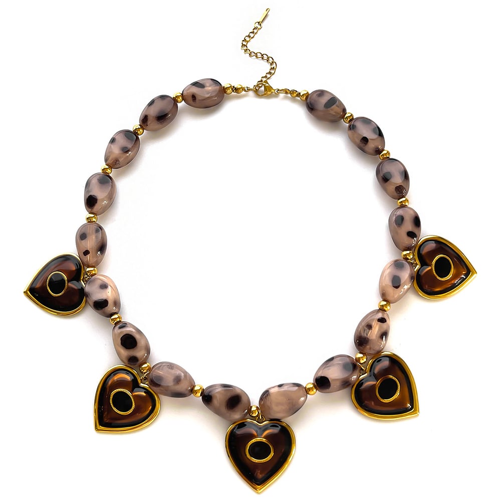 Collana di perline in resina a forma di cuore da 1 pezzo