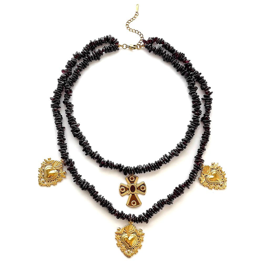 1 Parça Doğal Taşlı Paslanmaz Çelik Çapraz Katmanlı Kolye 