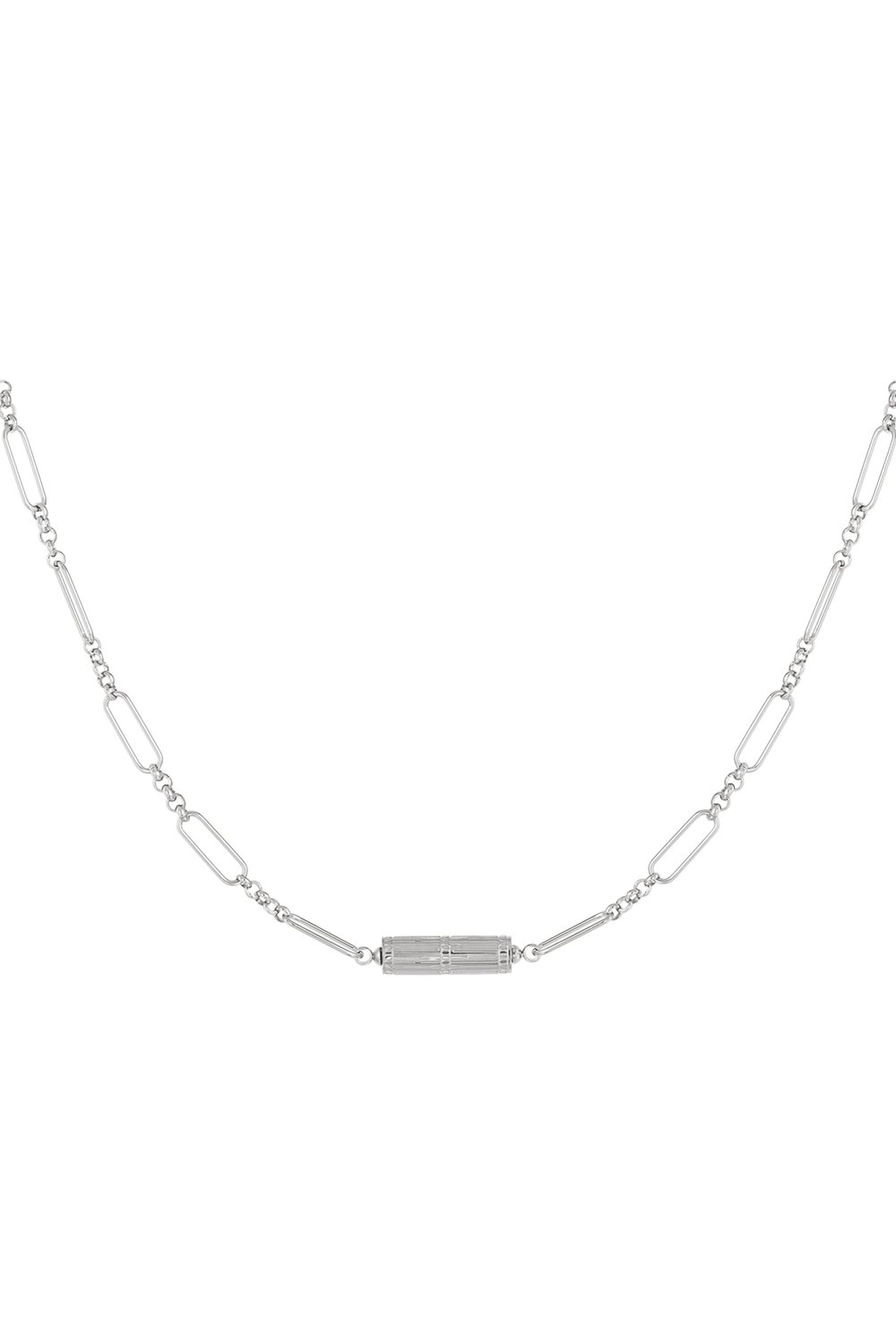 Link chain with charm - silver color Stainless Steel