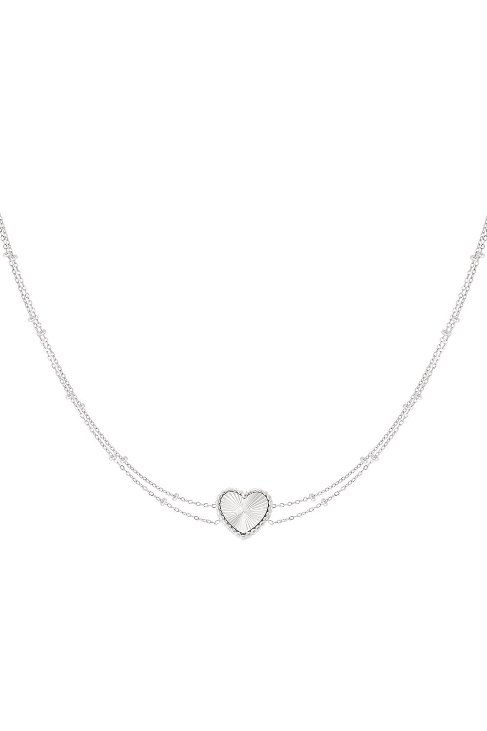Necklace heart with balls - Silver Color color 