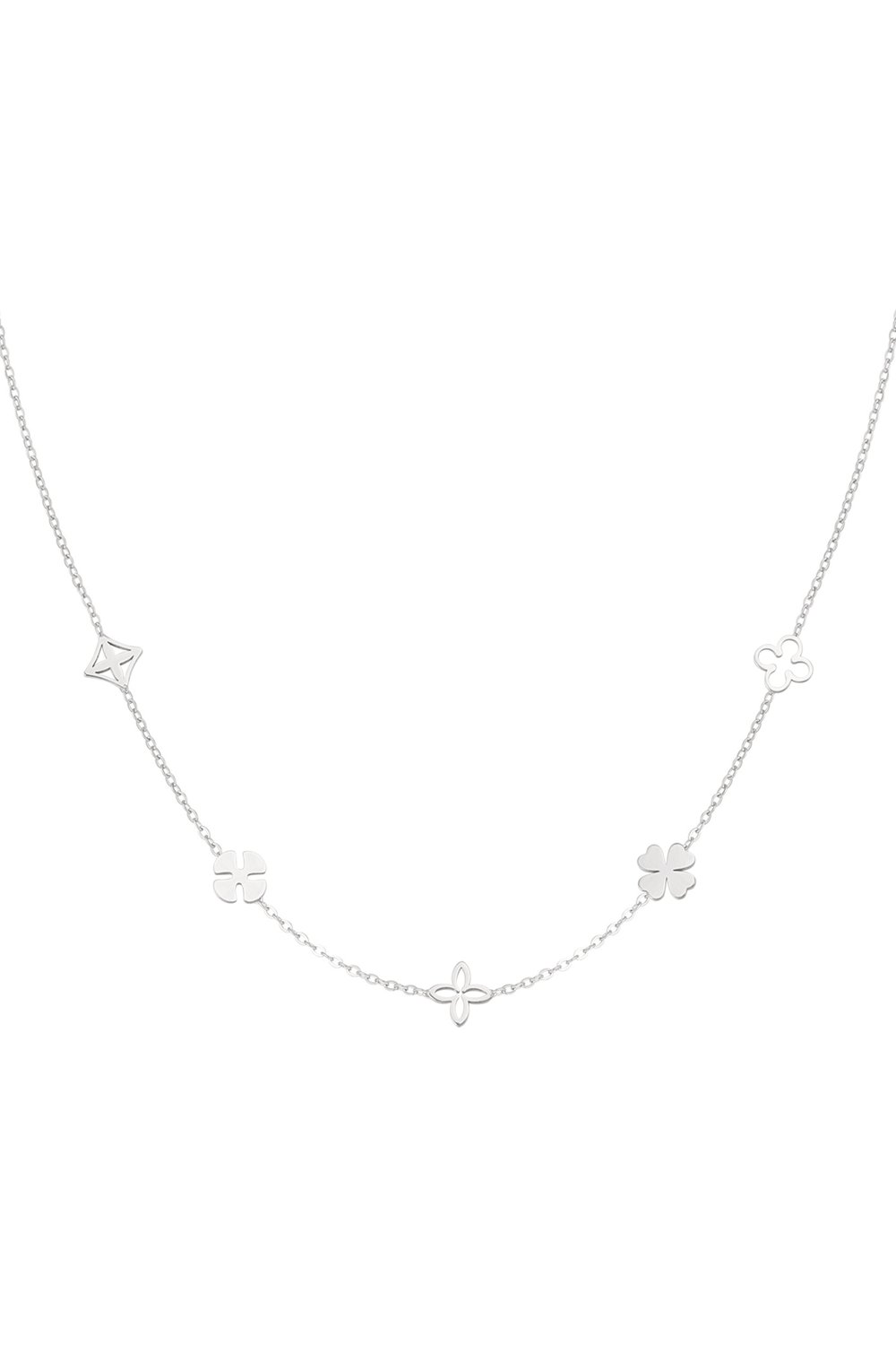 Flower power necklace - Silver Color color 