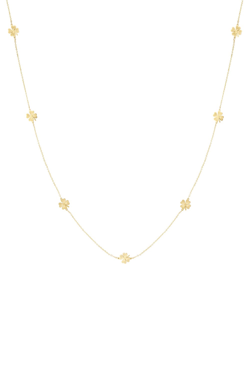 Lange Kleeblatt-Halskette – Goldfarbe - Goldfarbefarbe