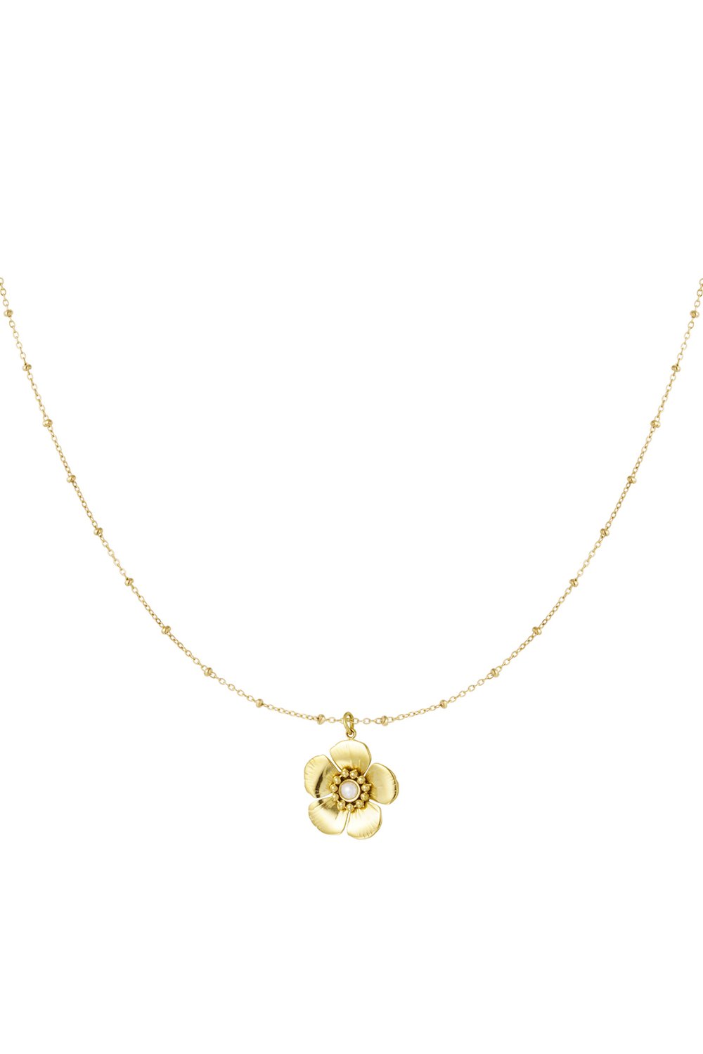 ball necklace with flower pendant and pearl 