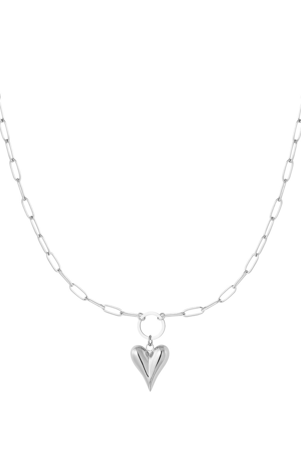 linked necklace with heart