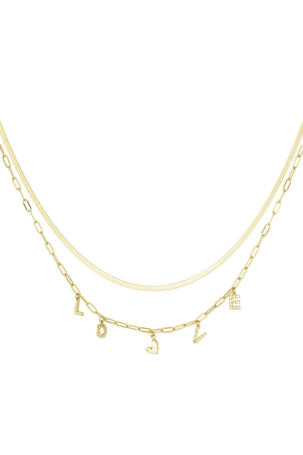 Charm necklace love letter - Silver Color color