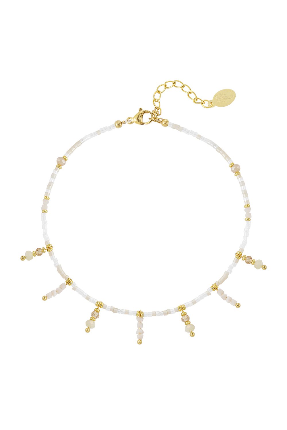 Beaded bracelet with beaded pendants- Blue/Gold color